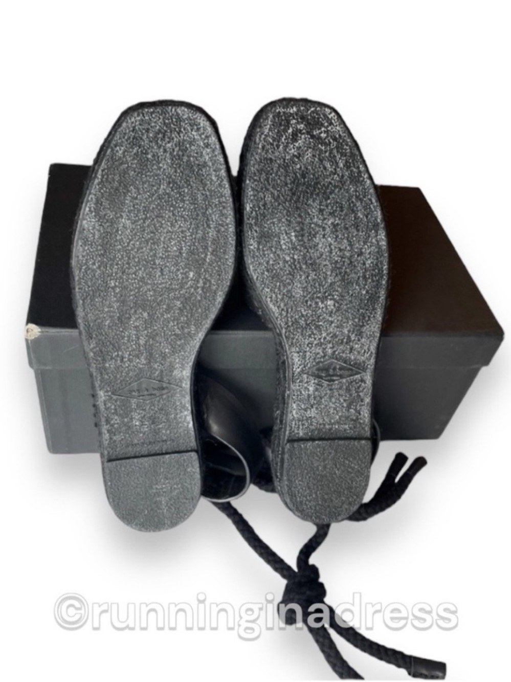 rag & bone Estelle Black Leather Espadrille Sandals Ankle Tie Wrap Flat 7.5 37.5 - Picture 7 of 15